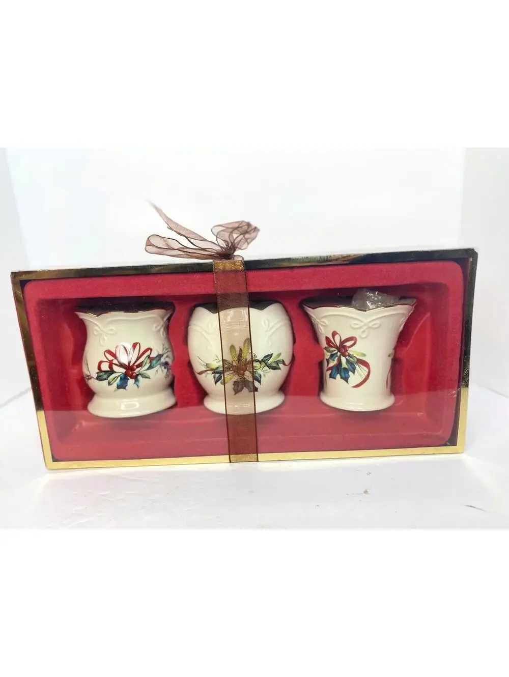 Lenox Winter Greetings Votives Set of 3 Candle Holders Tealights NIB